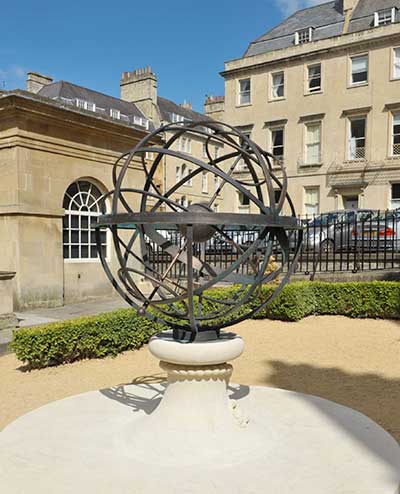 Stainless steel armillary sphere personalised memorial sundial