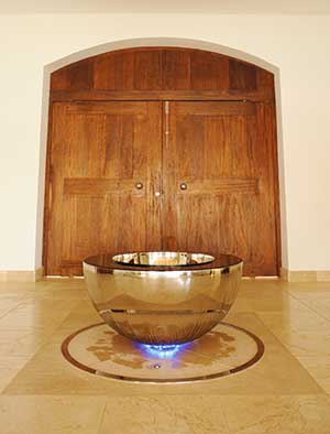 Chalice water feature in a Majorcan residence