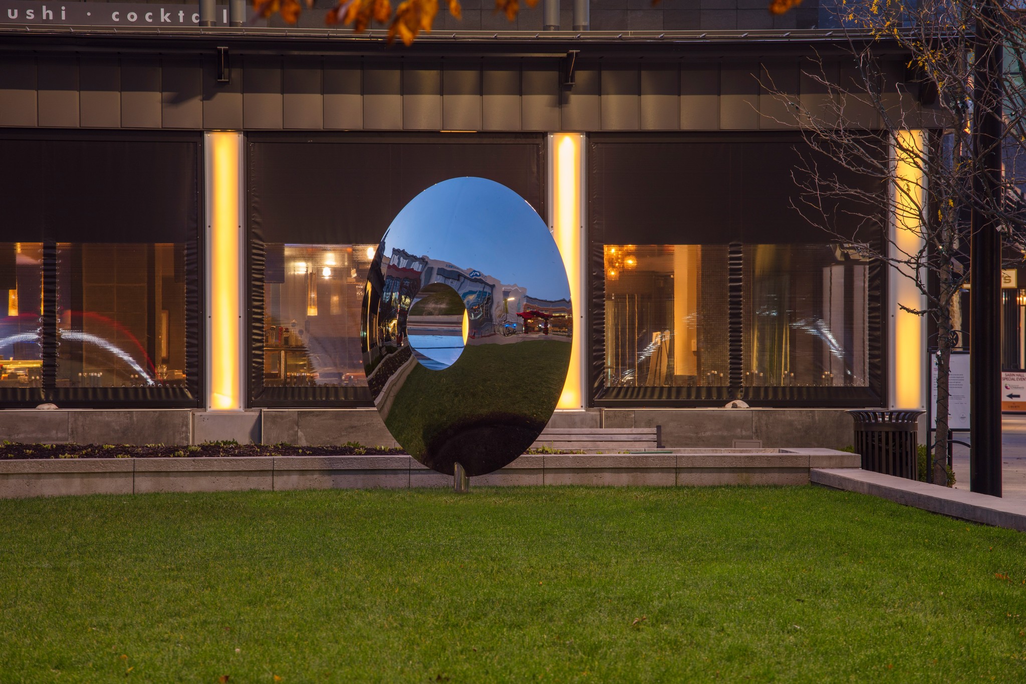 Torus large outdoor sculpture in stainless steel