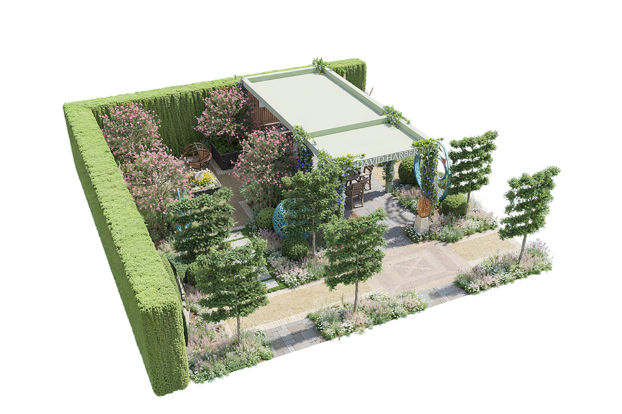 Render image of the David Harber 2026 RHS Chelsea stand