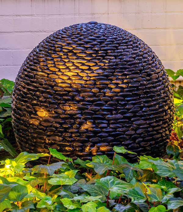 close up of dark planet fountain